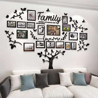 DIY Wall Decor Living Room Family Tree Wall Decor Sticker 3D Picture Frames Coll - Image 1 of 4