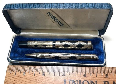Juego de filigrana vintage Morrison's N.Y. 14k GF pluma estilográfica y estuche mecánico para lápices Foto 1 de 4
