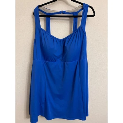Traje de baño Catherines para mujer 30W azul de una pieza talla grande Foto 1 de 4