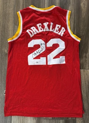 Clyde Drexler Signed Houston Rockets Jersey NBA Champion HOF Proof PSA COA - Image 1 of 4