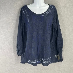 Style & Co. Tunika Top 3X marine Spitze Overlay transparent romantisch Boho Büro Kirche - Bild 1 von 8