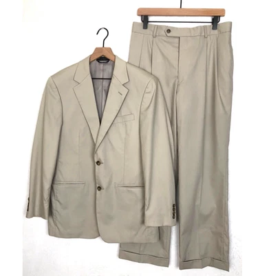 NWT HASPEL Astor Cotton Classic Pleated 2pc Suit 38R Jacket 32x30 Pant Oyster - Image 1 of 4