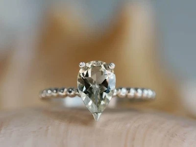 Natural Green Amethyst Gemstone Handmade Cocktail Women Ring 925 Silver Ring a80 - Image 1 of 4