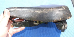 Prewar Bicycle Black Leather Seat Springs As Found condition Troxel ? Vintage - Picture 1 of 16