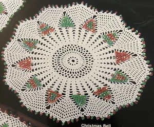 Vintage Bead Crochet PATTERN Christmas Bells  14” Table Top DOILY - Picture 1 of 1