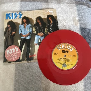 KISS - Hide Your Heart - RED VINYL 7" Single - 1989 Vertigo - HARD ROCK - Picture 1 of 4