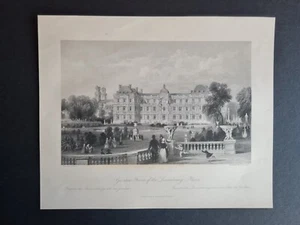 Impresión antigua (c.1845) - Jardines de Luxemburgo - París - Francia - T Allom - Imagen 1 de 2