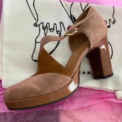 ZAPATOS DE PLATAFORMA CHIE MIHARA VINTAGE DE GAMUZA EN ROSA RUBOR O MALVA 35 5 ESPAÑA NUEVOS Foto 1 de 4