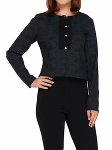 Styled by Joe Zee Printed Knit Slim Cropped Jacket Blazer GREY 14 # A268560 New! - Picture 1 of 6