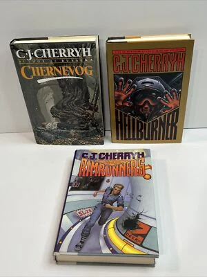 C.J. CHERRYH Hardcover HC Book Lot of 3 Chernevog (Signed) Rimrunners Hellburner - Image 1 of 4