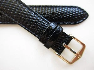 Hirsch Rainbow Lizard print black 16 MM leather watch band strap - Picture 1 of 5