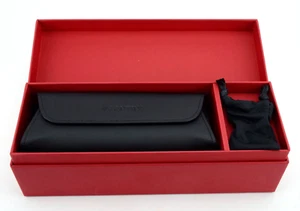 VALENTINO Brillenetui Box Set Chain Frames Vegan Leder Schwarz Large Magnet Rare - Picture 1 of 7
