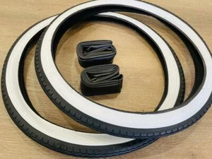 20x1.75 Classic Pattern White Wall Tires and Tubes 20"x1.75 BMX Lowrider Schwinn - Picture 1 of 1