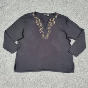 Suéter Apostrophe Mujer 3X Negro Cuentas Manga Larga Pullover - Imagen 1 de 12