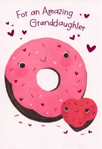Cute VALENTINE'S DAY Card FOR GRANDDAUGHTER, Pink Donut — American Greetings + ✉ - Picture 1 of 4