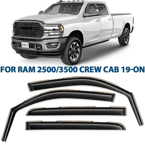 Side Window Deflectors Rain Guards for 2019-2025 Ram 2500/3500 Crew Cab - Picture 1 of 8