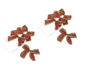 8 x Stoffbindung an Weihnachtsschleifen rot und gold Tartan Design 12 cm - Bild 1 von 3
