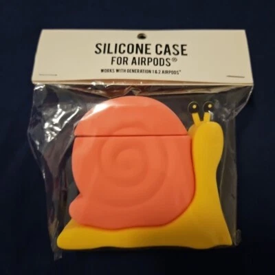 Nueva funda de silicona para Airpods Gen 1 y 2 lindo caracol rosa y amarillo Foto 1 de 2