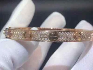 3.50 Ct Round Cut Real Moissanite Women's Bangle Bracelet 14K Rose Gold Plated - Bild 1 von 6