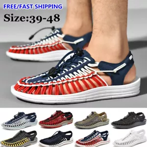 Summer Mens Sandals Outdoor Sport Walking Beach Hand-Woven Slippers Shoes Size - Picture 1 of 26
