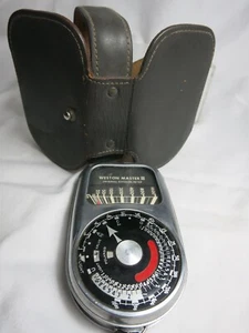 Medidor de exposición universal de fotografía vintage Weston Master III modelo 737 cuero - Imagen 1 de 13