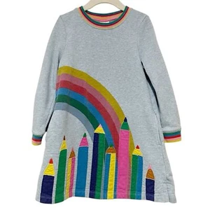 Midi Boden Blue Colorful Rainbow Pencil Appliqué Sweater Dress 5 6 Y Pockets - Picture 1 of 10