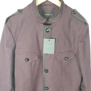 NWT John Varvatos Plum Coat Stand Up Collar Size 46 - Photo 1/11