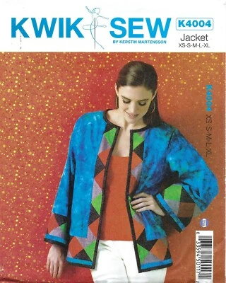Chaqueta de retazos forrada Kwik Sew K4004 con manga Dolman talla XS-XL patrón sin cortar Foto 1 de 4