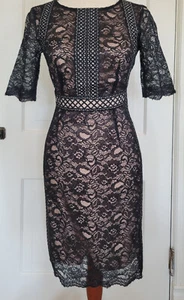 Antonio Melani Dress Women 0 Black Lace Overlay Sheath Slimming Zip Lined LBD - Picture 1 of 21