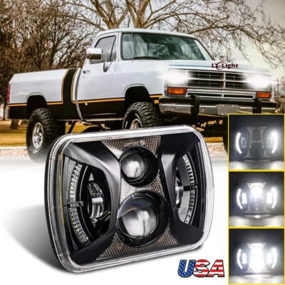 Светодиодная фара дальнего/дальнего света 7x6 дюймов 5x7 для Dodge W150 W250 W350 1981-1993 Ram 50 - Изображение 1 из 4