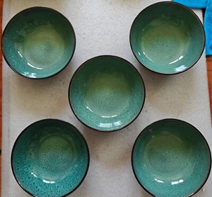 5x Threshold Belmont Green Soup/Cereal Bowls 7 7/8" - DENTS/HOLES - SEE PHOTOS - Picture 1 of 13