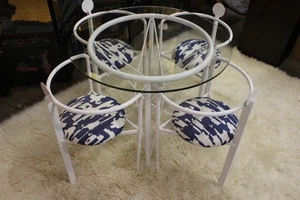 4 Custom-Made Steel Post-Modern Style White Chairs - No Table - Picture 1 of 6