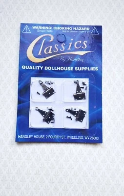 HANDLEY Dollhouse Miniature T Hinges Working x4 Pewter 1:12 Scale Includes Nails