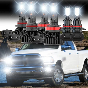 For Ram 4500 5500 2011-2016 2017 2018 LED Headlights + Fog Bulbs Combo Kit 6000K - Picture 1 of 16