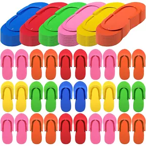 90 Pairs Pedicure Slippers Disposable Flip Flops Foam Multi Color Pedicure Sanda - Picture 1 of 7
