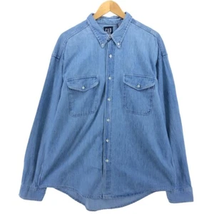 90'S GAP Old Gap Long Sleeve Button Down Denim Shirt Made in USA Men's XL Vi... - Picture 1 of 5