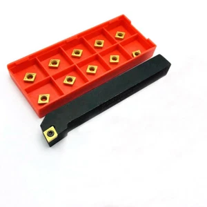 10 PIEZAS CCMT060204 Insertos de Carburo + SCLCR 1010H06 Torno Giratorio Herramienta Externa - Imagen 1 de 6