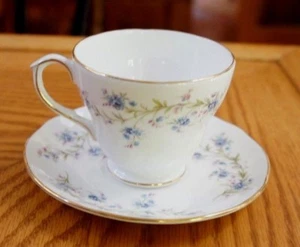 DUCHESS "TRANQUILITY" blue flowers Cup & Saucer Bone China ENGLAND - Picture 1 of 3