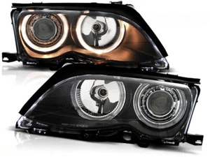 Scheinwerfer LED Angel Eyes für BMW 3er E46 Limo Touring Bj. 01-05 Schwarz - Afbeelding 1 van 2