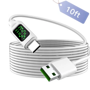 10ft 100W/5A USB C Cable Fast Charging Cord USB-A to Type C Charger LCD Display - Picture 1 of 15