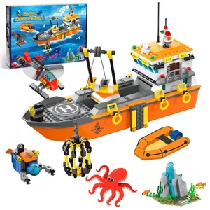 City Ocean Explorer Juego de Construcción de Barcos, Juego de Barcos de Exploración Bloque de Construcción de Juguete... - Imagen 1 de 6