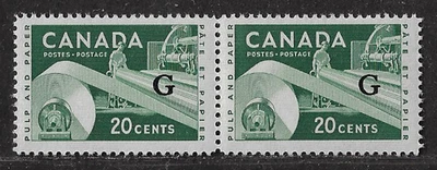 Canada Official Stamps G — Pair — 1962, “Paper Industry" #O45 MNH Ref. 1986 - Image 1 of 2