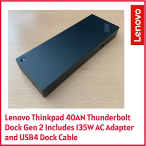 Lenovo 40AN Thunderbolt 3 Dock Gen 2 | 135W PSU | Dual 4K | USB-C & TB3 | UK - Picture 1 of 14