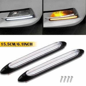 6" DRL Headlight Strip Light DRL Lamp Sequential Turn Signal Amber White DRL DRL - Picture 1 of 13