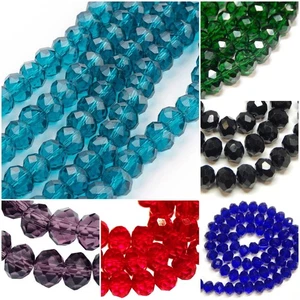 Rondell Perle di Vetro 8mm/65pz Cristallo Ceco Gioielli Sfaccettati - Foto 1 di 49