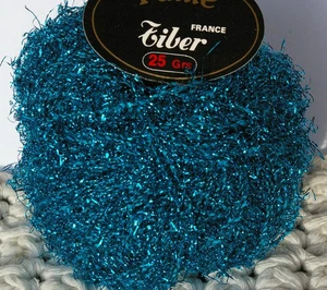  Effektgarn Lurex Garn Türkis 25 G mit  51 % Wolle - Bild 1 von 2