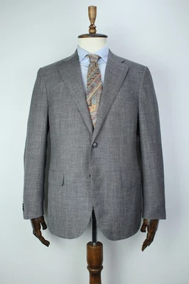 CORNELIANI Grey  WOOL SILK LINEN Plaid & Check Blazer Jacket 52IT 42US/UK - Image 1 of 4