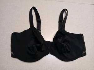Wacoal Bra 40DDD So Sleek Satin Unlined Full Coverage Black Underwire 855137 - Picture 1 of 4