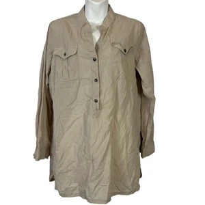 SOFT ENVIRONMENT beige weiß Long Line gestreift Shirt Top Lagenlook Bluse Gr. M - Bild 1 von 16