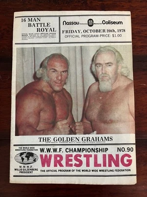 WWF WWWF VINTAGE PROGRAM 1978 NASSAU COLISEUM THE GOLDEN GRAHAMS HOGAN ANDRE - Image 1 of 4